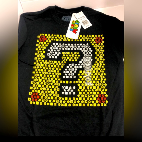 Nintendo Other - Super Mario Question Icon Shirt Mens Small Black Nintendo Geeknet New